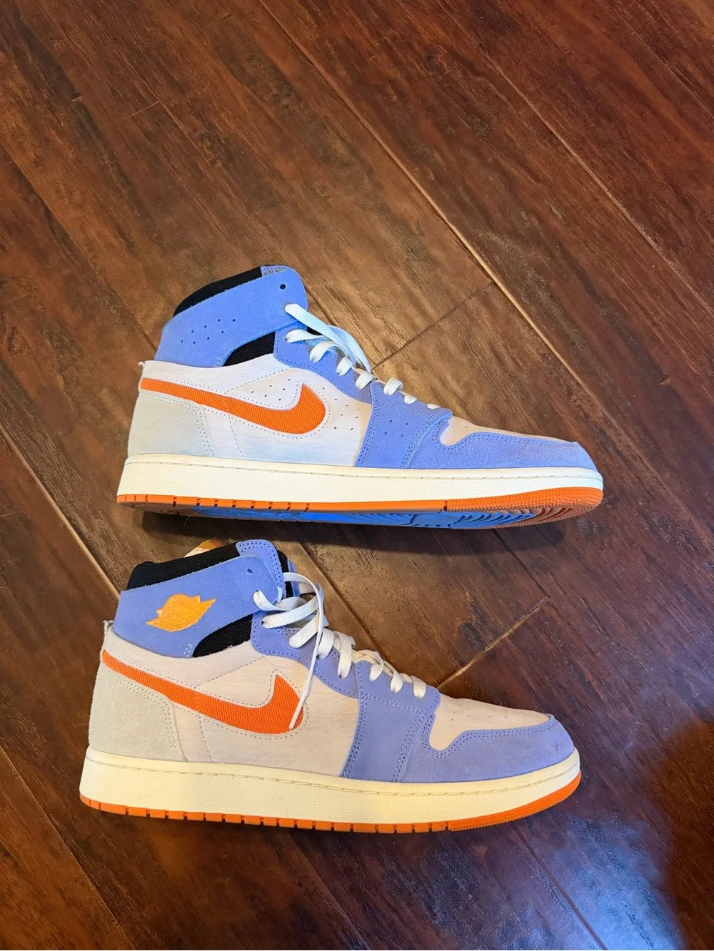 Men’s Jordan 1 zoom comfort High in blue grey and orange size 12